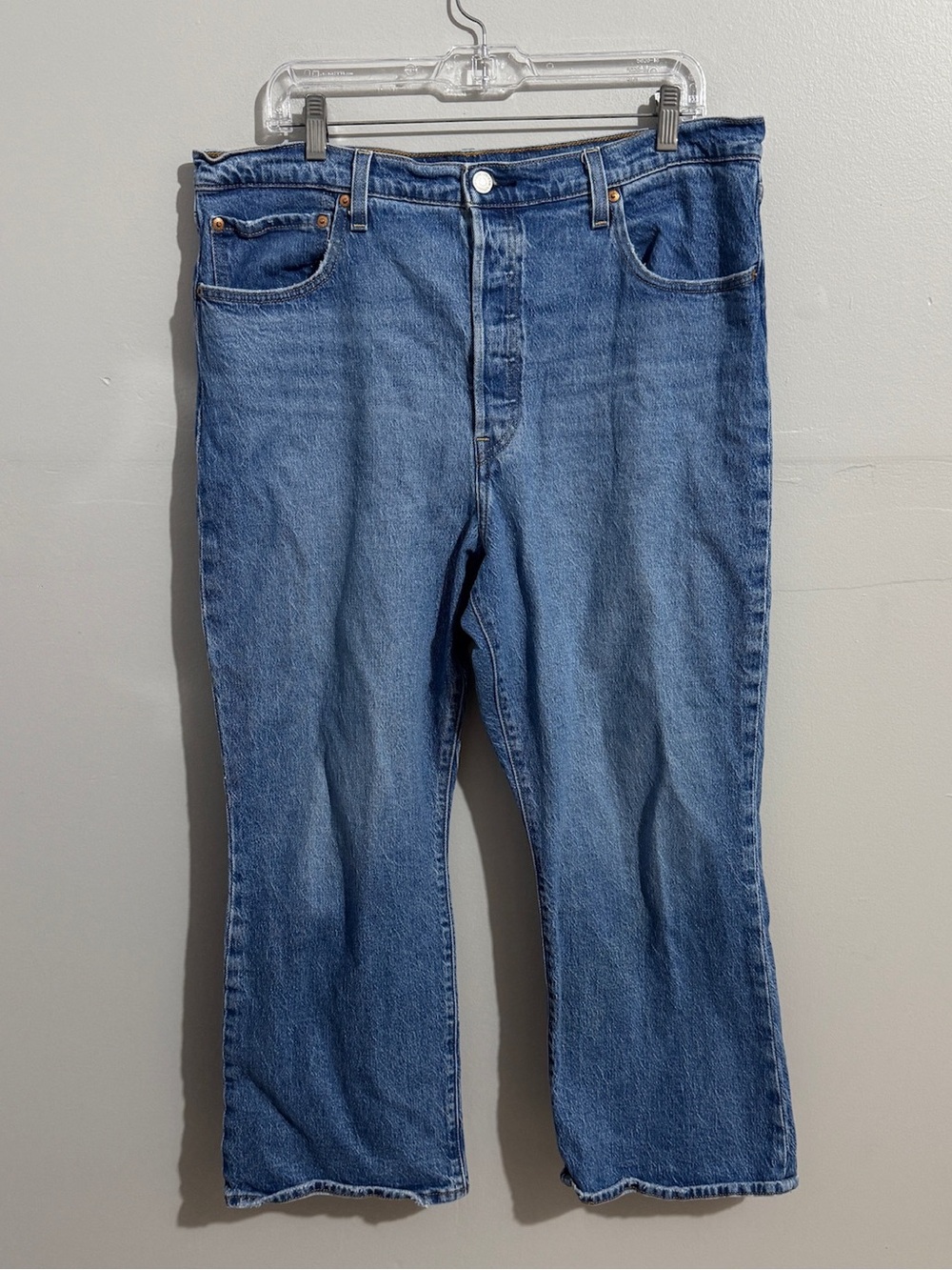 Levis Ribcage Cropped Boot Jeans Womens 34 High Rise Bootcut Denim Medium Wash - Picture 2 of 14